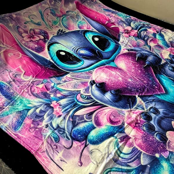 Lilo og Stitch Vinter Varm Fleece Tæppe 130x150