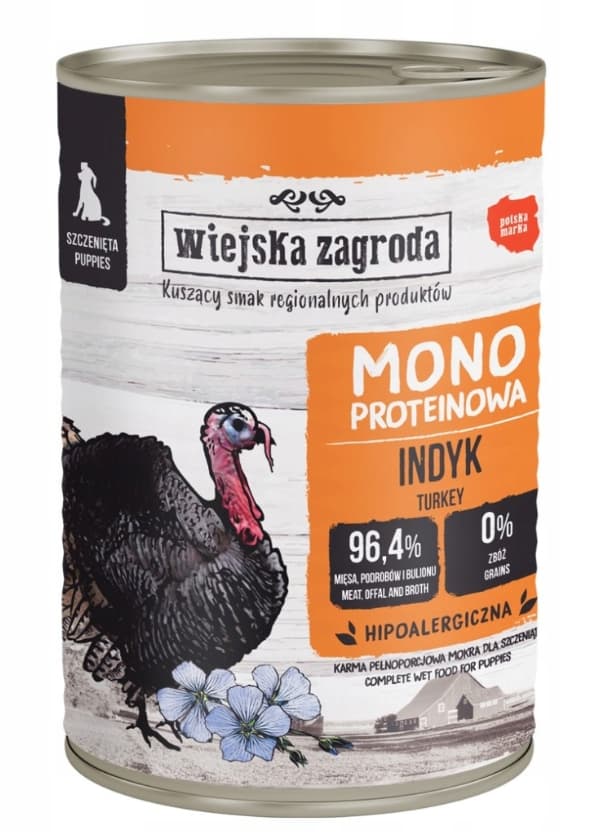Våtfoder för valpar Wiejska Zagroda Turkiet 12x400g