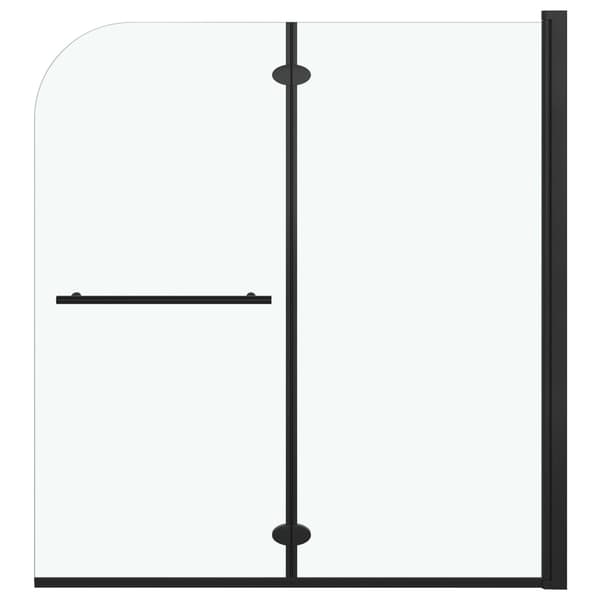 vidaXL foldbar badekarsskærm, 2 paneler, ESG, 120 x 140 cm, sort