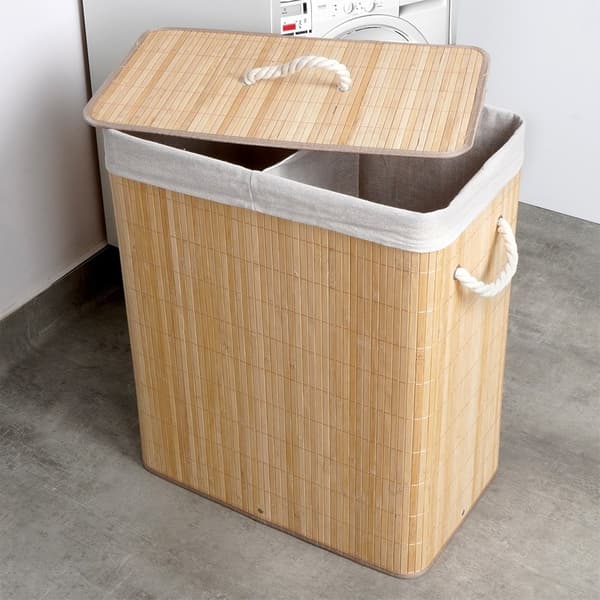Bambu tvättkorg beige 90 liter