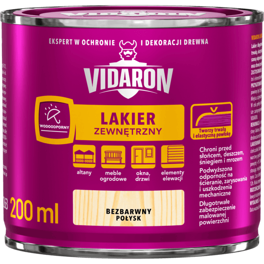 VIDARON TRÄLACK FÖR UTVÄNDARE, BLANK 0,2 l