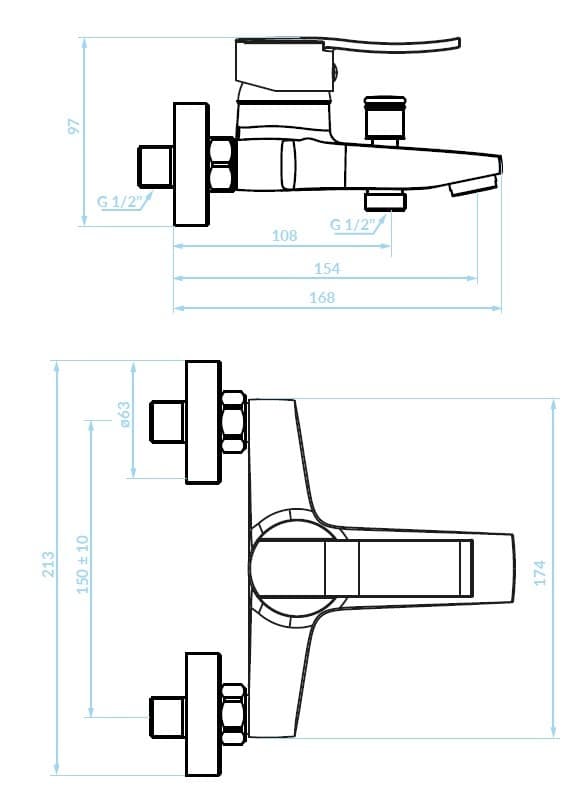 Badkar duschblandare Madera Krom