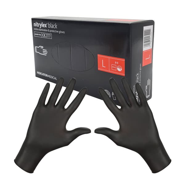 Nitrilhandsker L sorte Mercator Nitrylex Sort 100 stk.