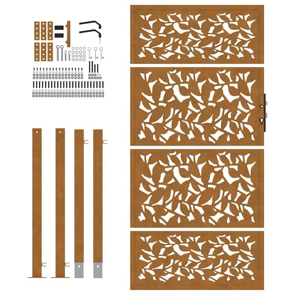 vidaXL havelåge 105x205 cm rustfrit stål med bladmønster