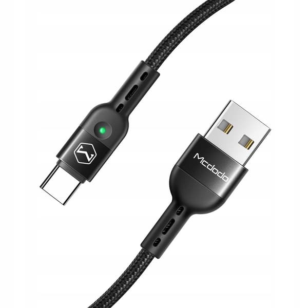 MCDODO USB-C-KABEL FJÄDERSPOLE SNABBLADDNING USB TYP C LED 2M
