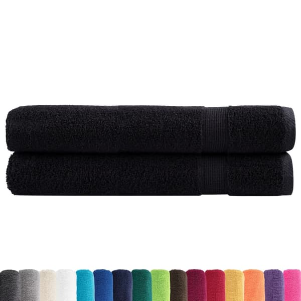 vidaXL Premium Håndklæder SOLUND, 2-pak, sort, 80x200 cm, 600 g/cm²