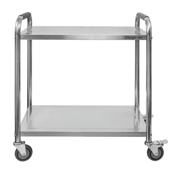 Rustfri stål 2-hylde Mega-M STANDARD serveringsvogn B-85 cm D-45 cm H-90 cm N