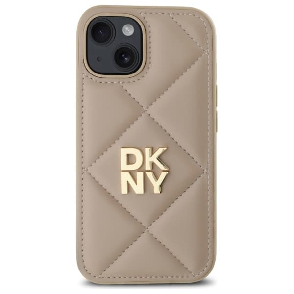 DKNY DKHCP15SPQDSLE iPhone 15 6.1 Beige Quilted Stack Logotyp