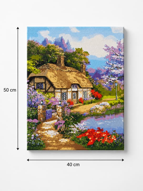 MALING EFTER TAL MED RAMME Billeder til maleri - Landsted 40x50 cm