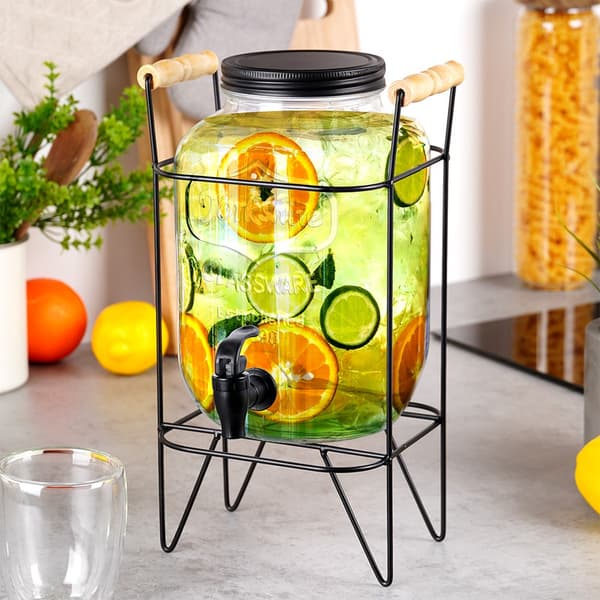 Drikkebeholder med tap og sort stativ 4,2 l