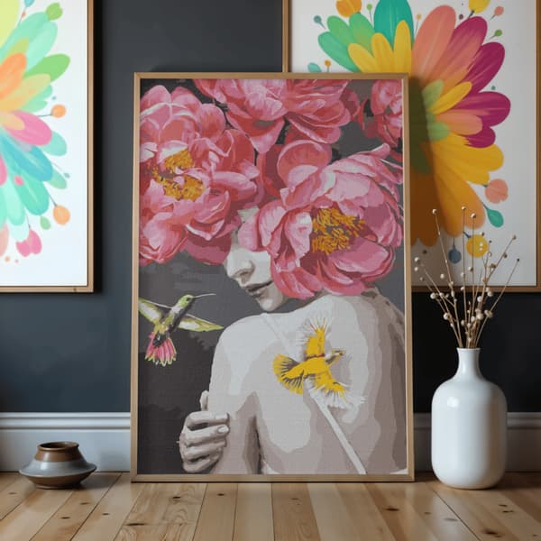 Måla efter siffror med ram Feminin fantasi 50x70 cm