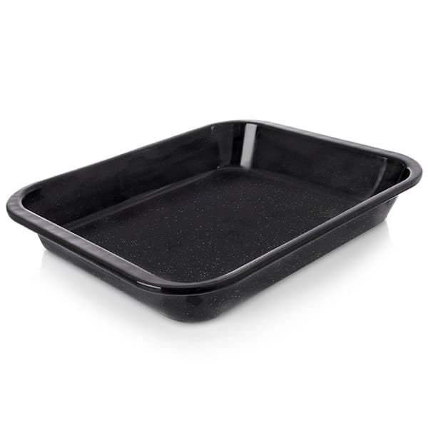 Emaljeret rektangulær bageplade dyb 31x25x4,5 cm