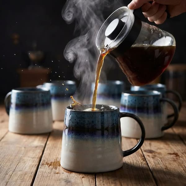 KAFFE- OG TEKRUS SÆT 6 DELE BLÅGRÅ 400 ML Ø 9 CM