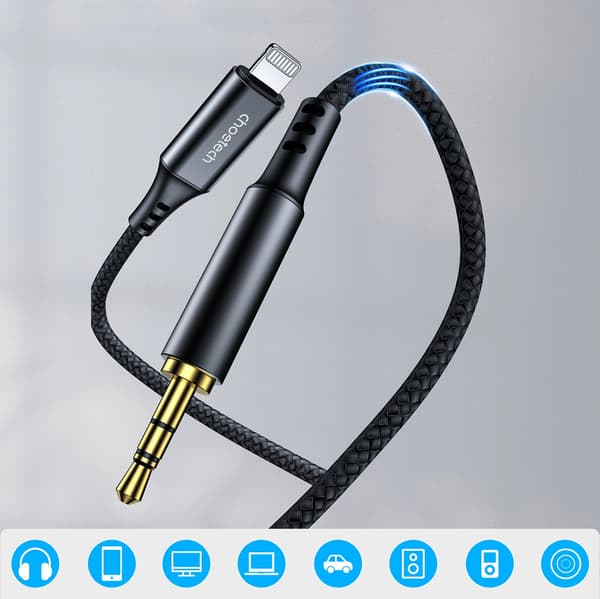 Choetech AUX007 Valaistuskaapeli / Mini Jack 3.5mm 1m - Musta