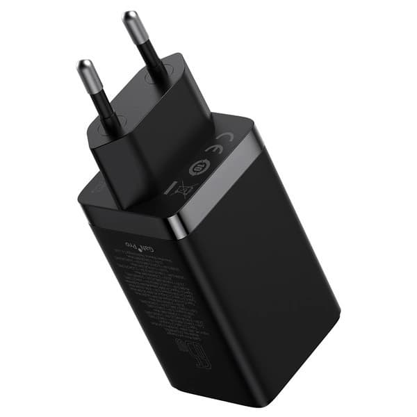 Baseus GaN5 Pro Snabbladdare 2xUSB C 1xUSB 65W + USB C - USB C 100W Kabel - Svart