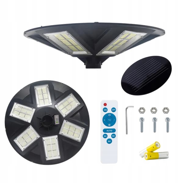 LED solcellelampe med bevægelsessensor, 6 LED-paneler