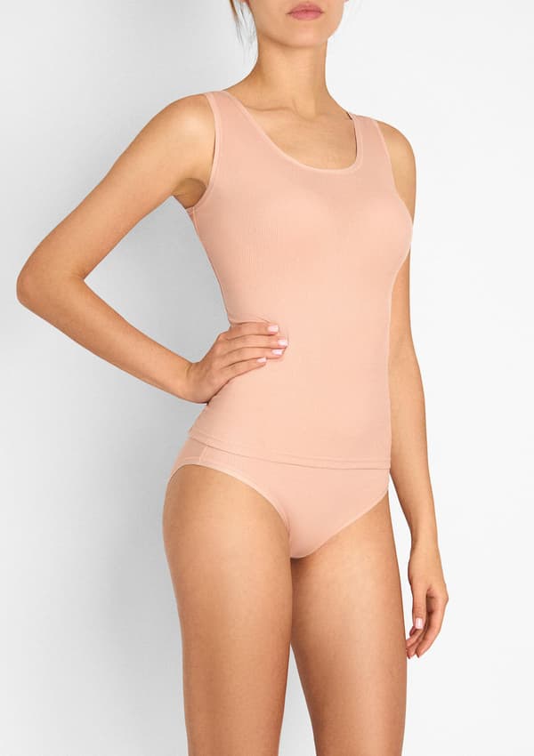Top dame beige stribet termisk Poupee Marilyn M
