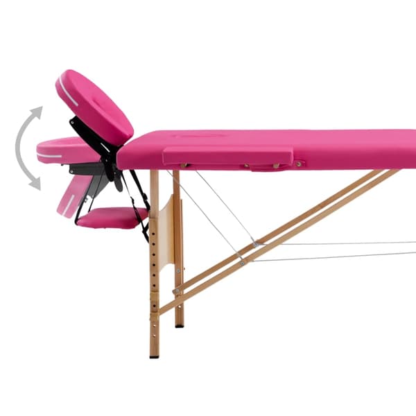 vidaXL foldbart massagebord 2-zoner træ pink