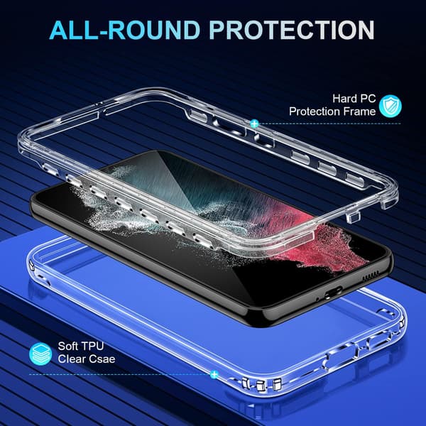 SKAL TILL SAMSUNG GALAXY S22+ KLAR, SOLID, HÅLLBAR BAKSIDA