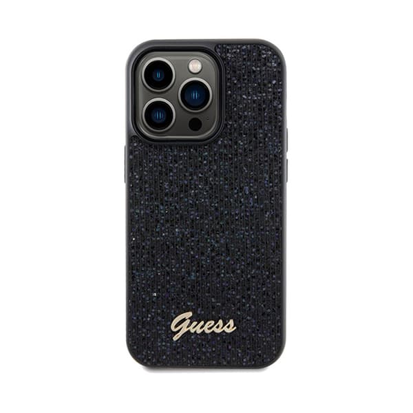 Guess Disco Metal Script - iPhone 14 Pro -suojakuori (musta)