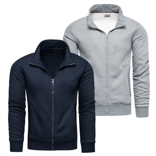 Marineblå og grå sweatshirt med lynlås, 2-pak sæt L