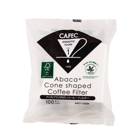 Filter CAFEC Abaca + PLUS hvid kop1 100 stk. APC1-100W