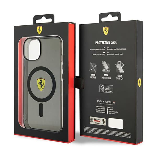 Ferrari Gennemsigtig MagSafe - iPhone 14 Plus Etui (Sort)