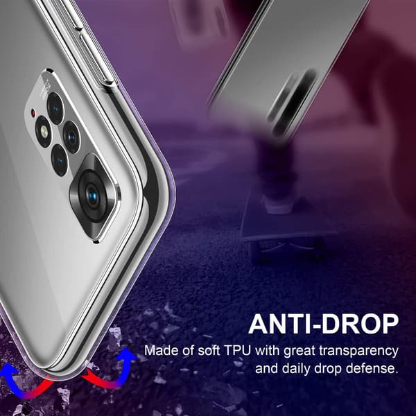 TRANSPARENT ETUI TIL XIAOMI REDMI NOTE 11 4G + 3X HÆRDET GLAS