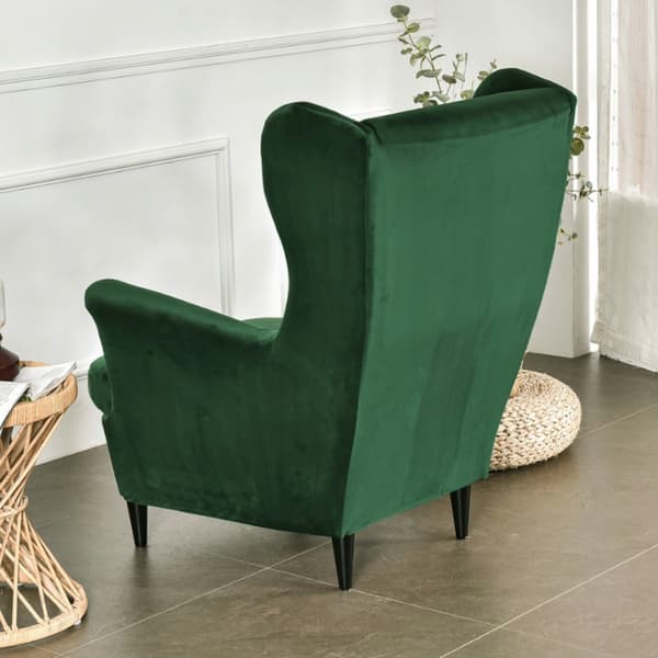 Wingback-tuolin päällinen, joustava sametti, XL, vihreä, yleisistuin