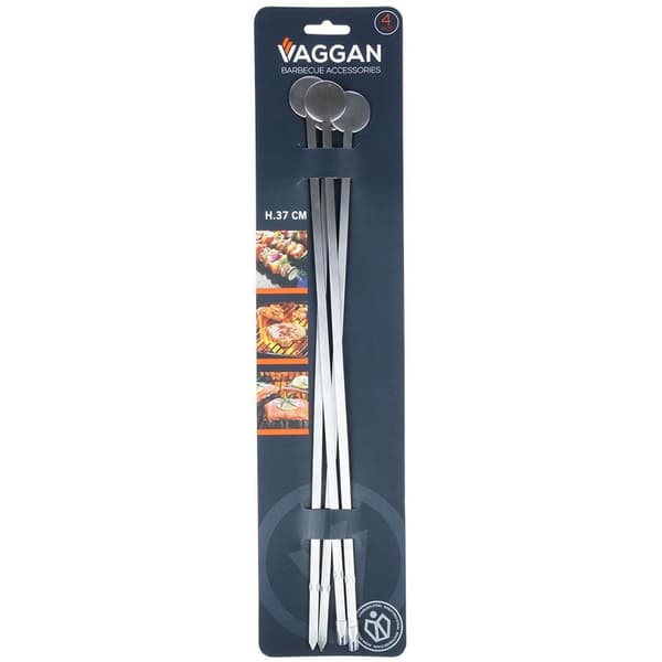Stål spyd til shashlik 37 cm 4 stk.