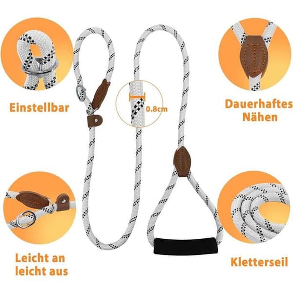 HUNDKOPPEL RINGKOPPEL GRÅTT JUSTERBART 130cm L