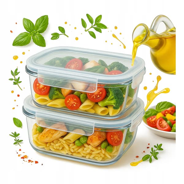 Matlåda 1040 ml Glasbehållare Lufttät Matlunch