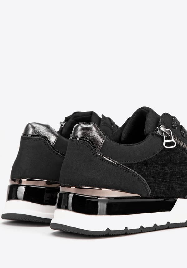 Wittchen damesneakers med lynlås på siden, sort, ecolæder