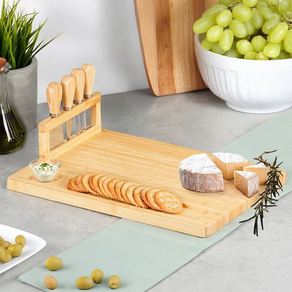 Bambu ostbräda med knivar 5 delar