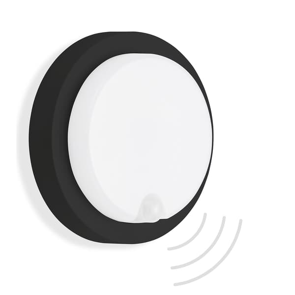 12W LED facadelampe med bevægelsessensor | sort | neutral farve