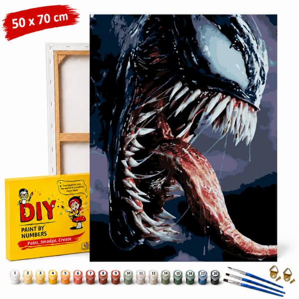 Mal efter nummer billede med ramme Venom Marvel 50x70 cm