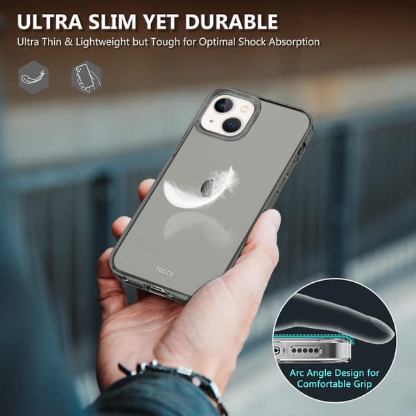 SILIKONE ETUI TIL APPLE IPHONE 13/14 6.10" RØGET GRÅ BAGSIDER + GLAS