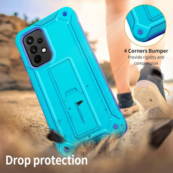 ARMOR ETUI TIL SAMSUNG GALAXY A53 5G BLÅ MED STATIV 9H GLAS
