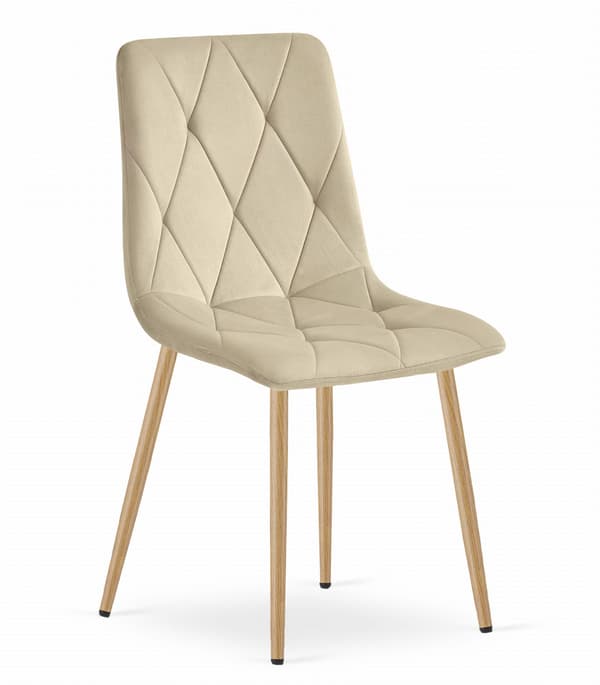 LIBRA stol - lys beige fløjl / træfarvede ben x 3
