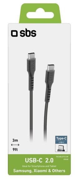 USB-C SBS-kabel 3m sort TECABLETCC3M