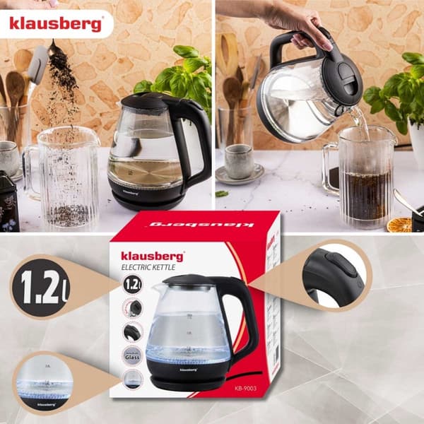 ELEKTRISK GLASKEDEL 1,2L KLAUSBERG KB-9003 LED