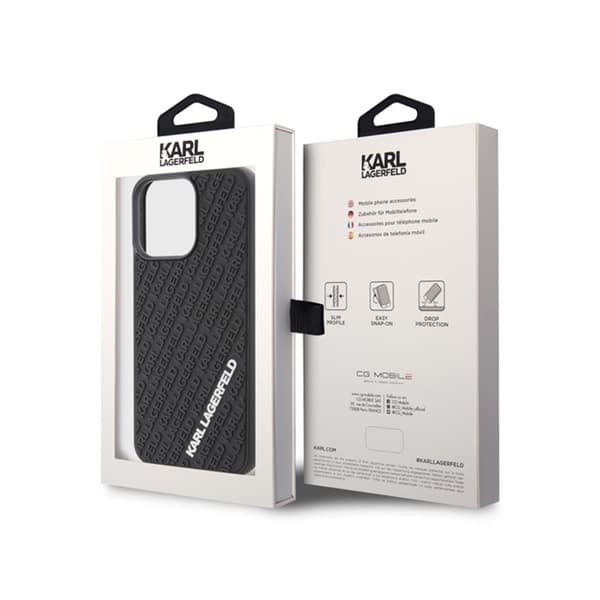 Karl Lagerfeld 3D gummi multilogo - iPhone 15 Pro Max cover (sort)