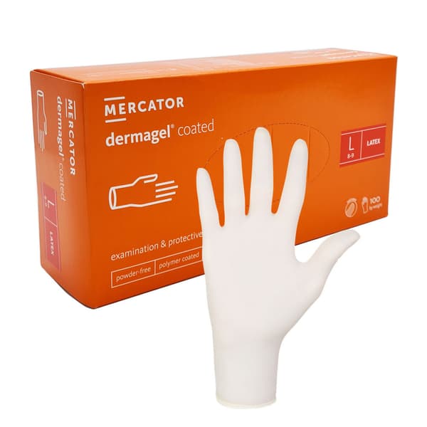 Latexhandsker L Mercator Dermagel-belagte 100 stk.