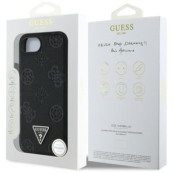 Guess Grained Hot Stamp Peony Triangle Logo MagSafe - iPhone 16e cover (sort)
