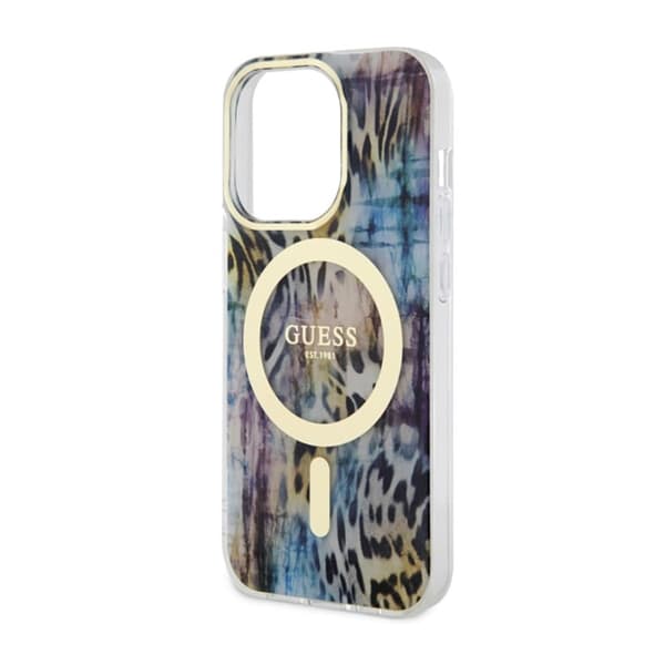 Guess Leopard MagSafe - iPhone 14 Pro cover (blå)