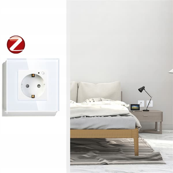 TUYA Smart ZigBee stikkontakt + RTX glasramme hvid