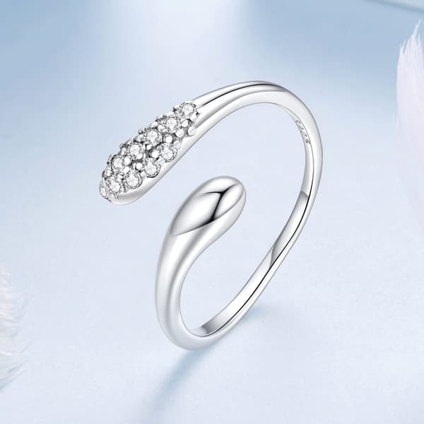 Silver justerbar ring CRISTAL TEARFLOWER 925 silver