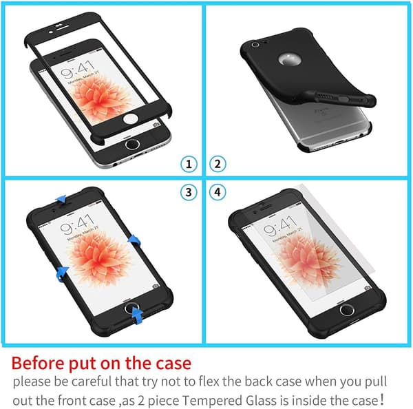 SILIKONE ETUI OG GLAS TIL IPHONE 6/6S SORT, STÆRK