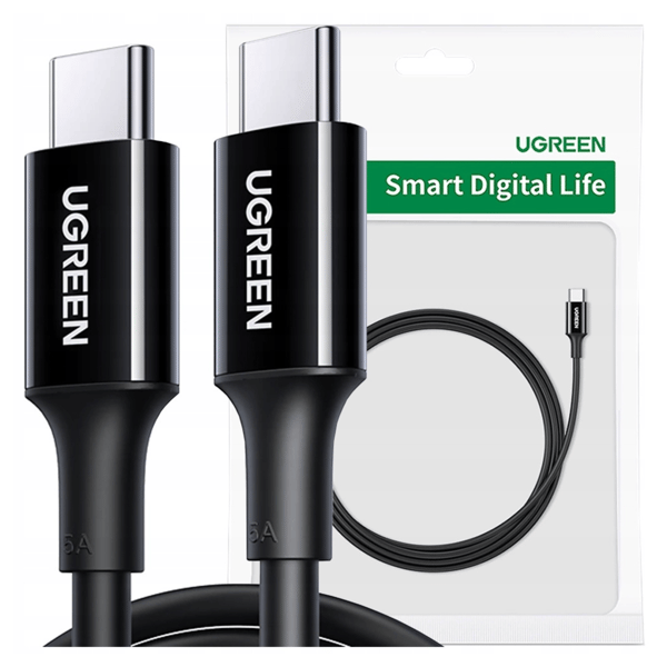 Ugreen US300 USB-C / USB-C 480Mb/s 5A Kabel 2m - Sort