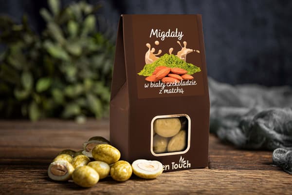 Mandlar i vit choklad med matcha te 100g